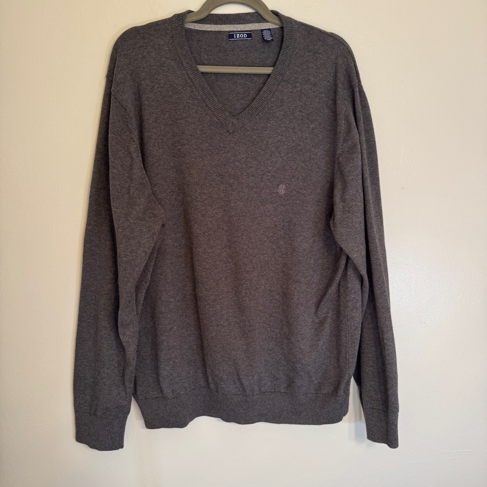 Izod Men's Charcoal V-Neck Sweater Size XXL